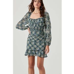 ASTR the label Floral Ruched Smocked Waist Mini Dress Sz Small